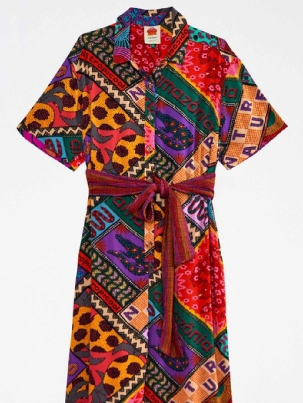 FARM Rio Dotted Patch Scarf Jumpsuit Tropical Patchwork M Belted